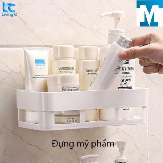 Kệ treo tường chữ nhật Living C _K50 , giá kệ đựng mỹ phẩm gia vị dán tường chịu lực đa năng bằng NHỰA