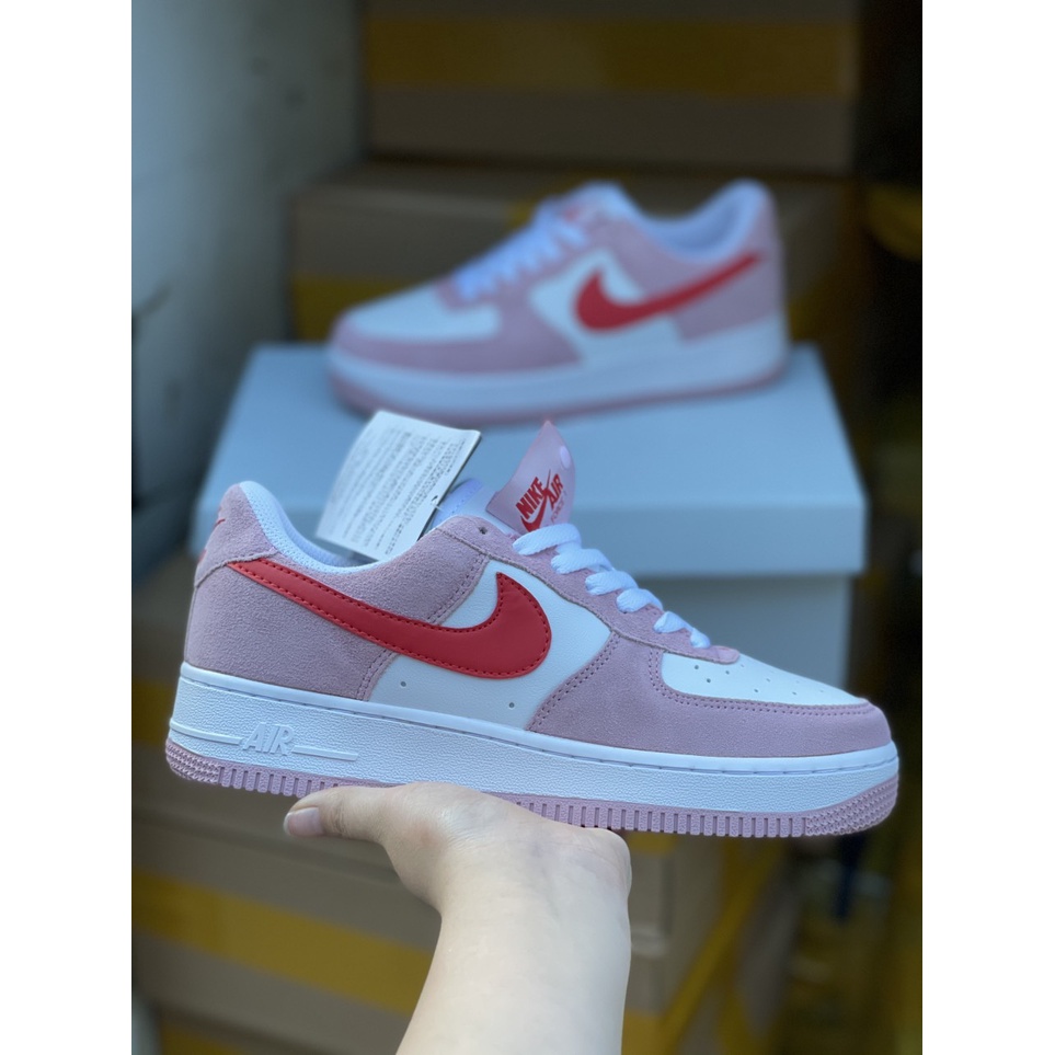Giày_Nike AF1 Hồng Trắng (Nắng Sneaker), Giày_Nike Air Force 1 hồng trắng love letter Cao Cấp Da Xịn Full Size PK