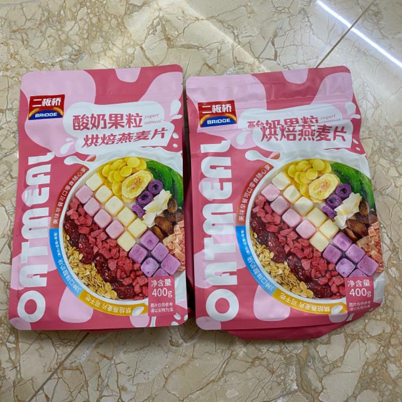 ngũ cốc sữa chua hoa quả túi hồng 400gr