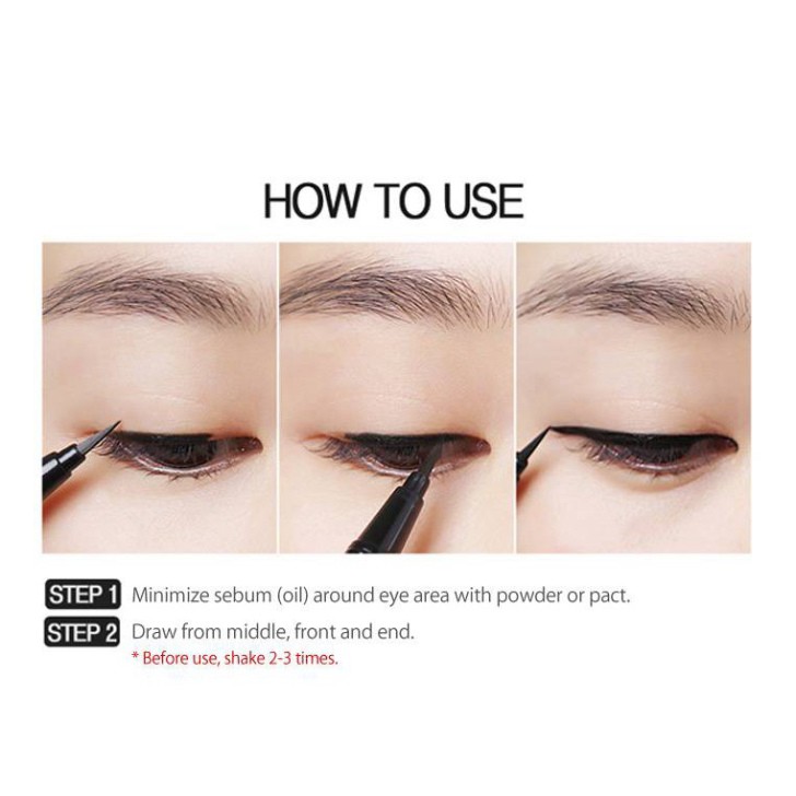 [Auth Hàn] Bút Kẻ Mắt Nước Karadium Không Trôi Waterproof Brush Liner Black Vỏ Trắng - Bút Kẻ Dạ Karadium Hàn Quốc