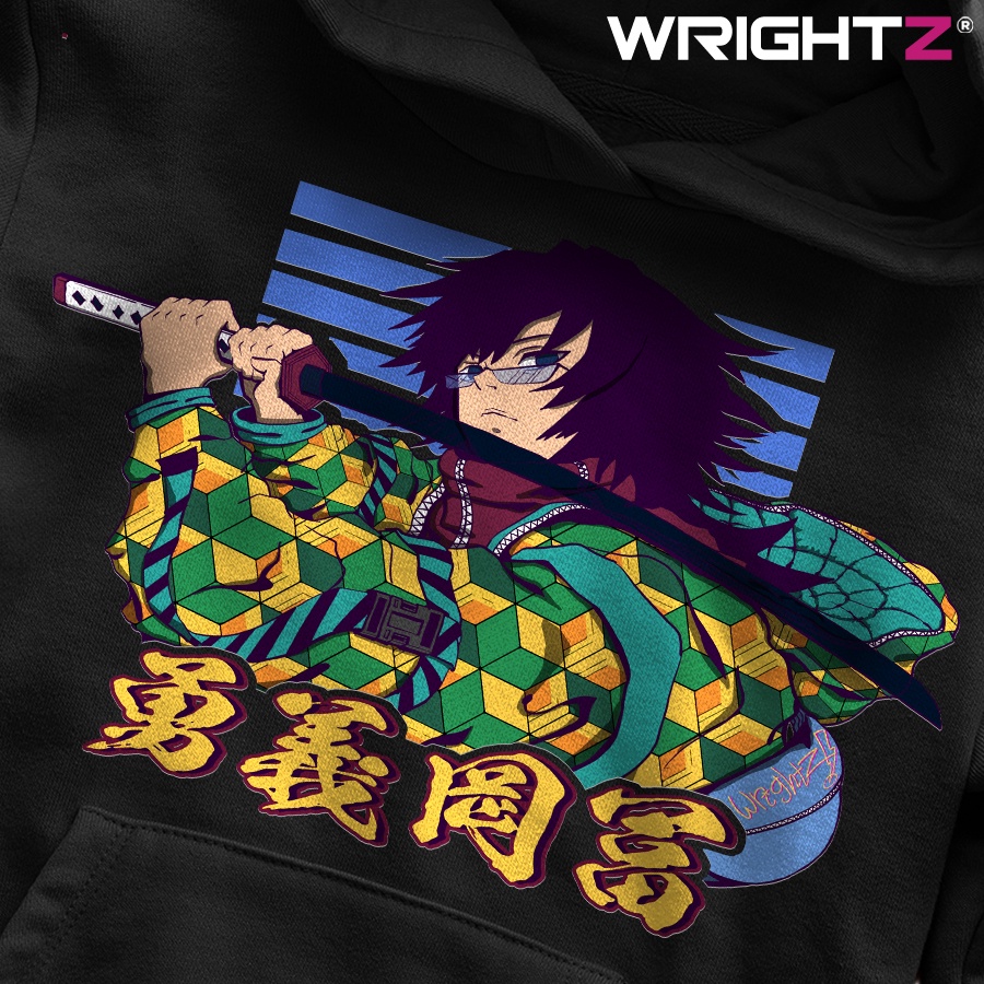 Áo hoodie Wrightz anime Tomioka Giyu thủy trụ demon slayer thanh gươm diệt quỷ over size