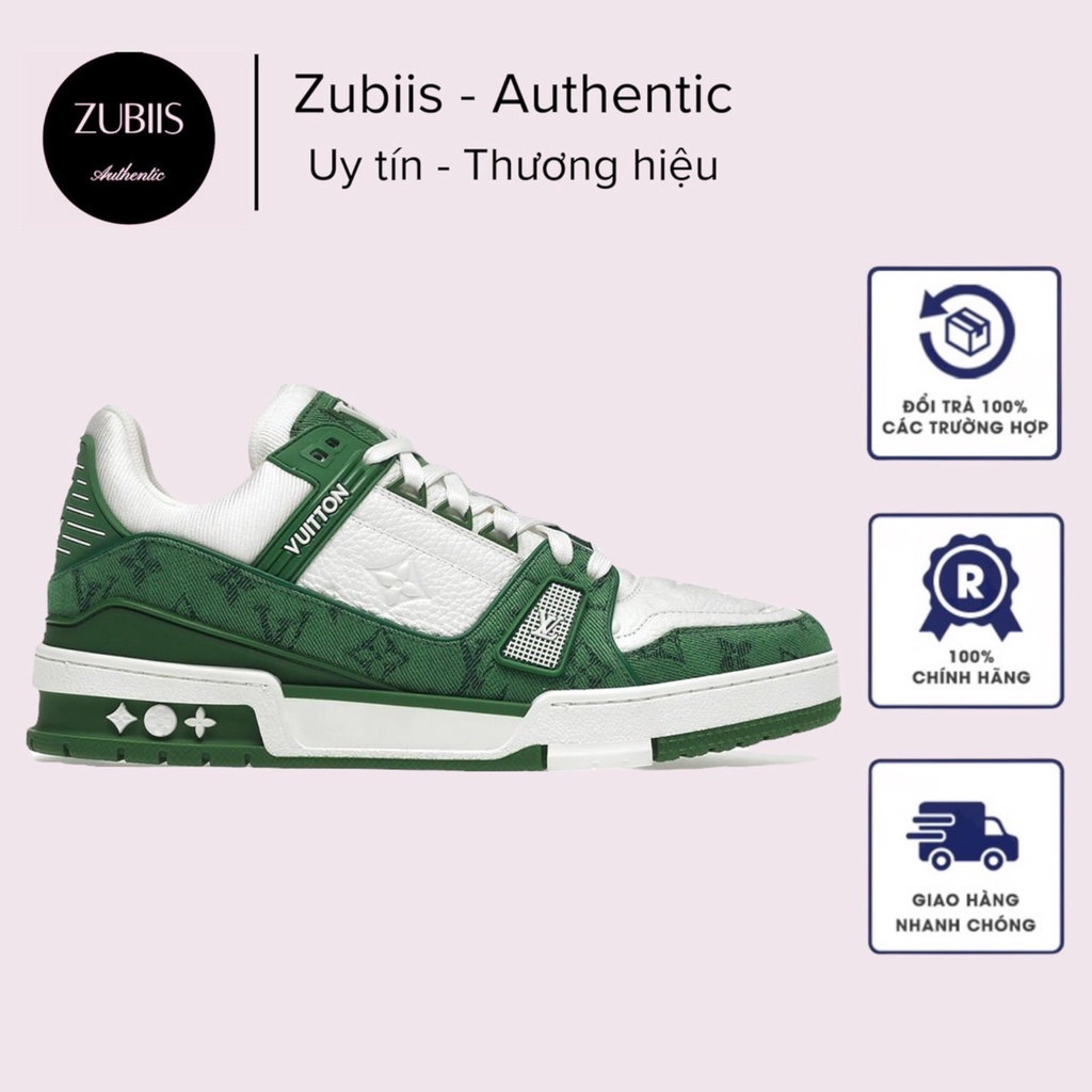 Giày sneaker LV Trainer White Green SC Xanh Lá Phối Trắng thể thao nam nữ 2022
