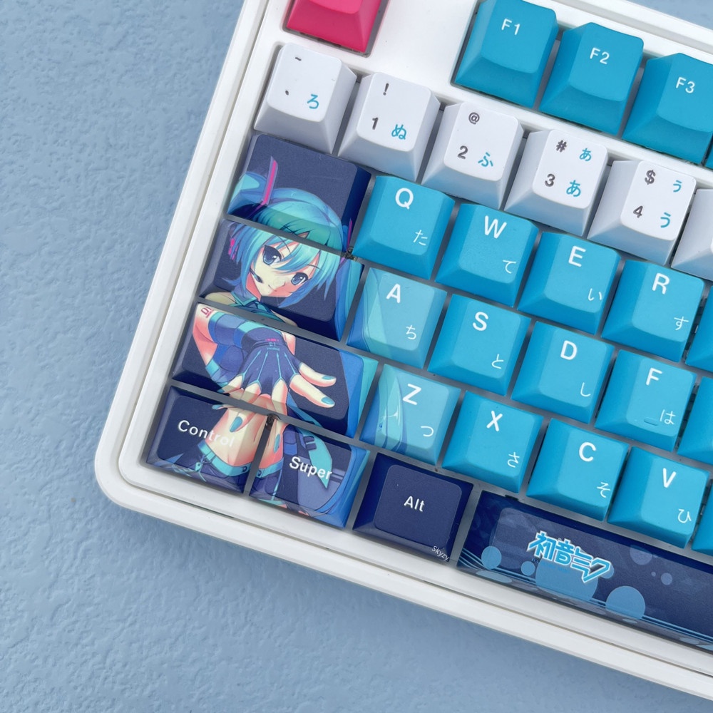 140 Phím Hatsune Miku Keycap Cherry Profile Miku Anime PBT Dye Sub Bàn phím cơ học Keycaps
