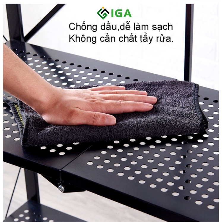 Kệ để đồ IGA gấp gọn đa năng có bánh xe di chuyển dễ dàng chính hãng