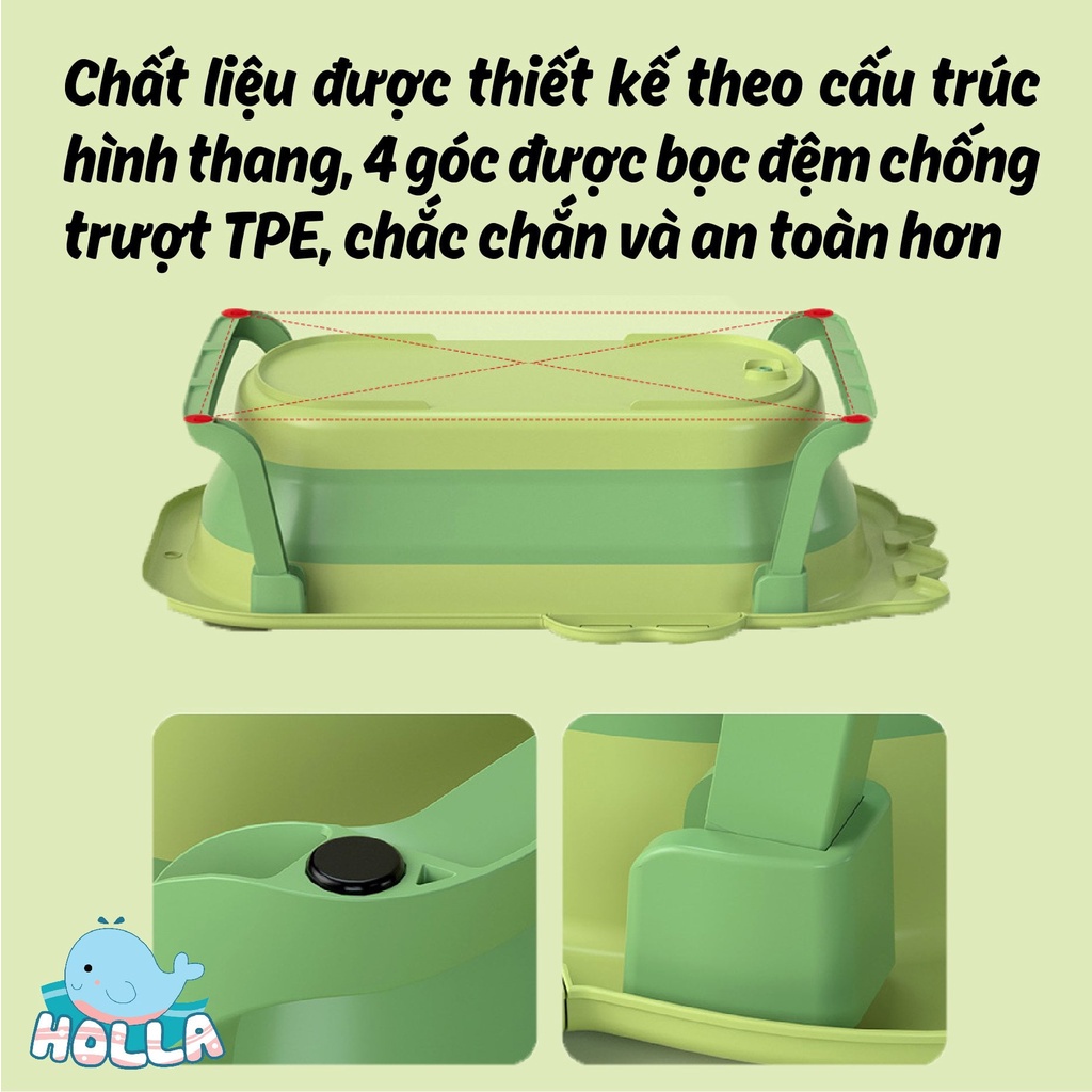 [SG] Chậu Thau Tắm Cho Bé Holla Hình Cá Sấu