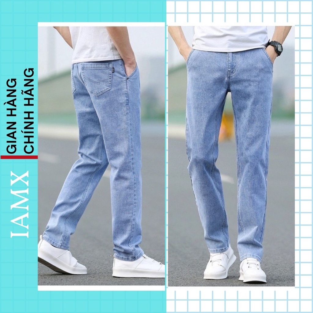 Quần jean nam xanh nhạt, quần bò nam dáng baggy ống rộng mẫu slimfit đẹp