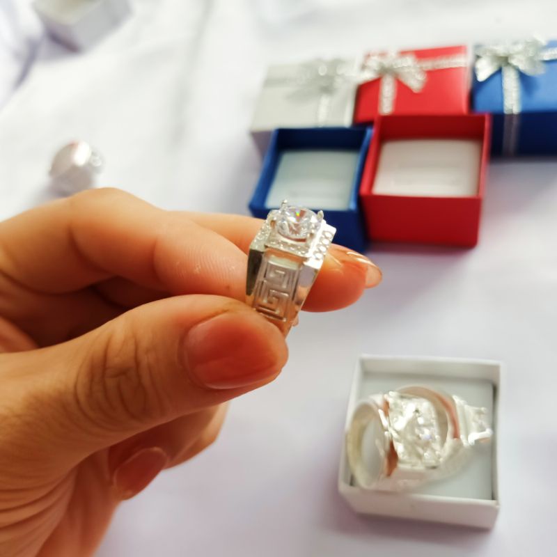 Nhẫn nam bạc 925 đính đá pha lê sang trọng lịch lãm vĩnh viễn bảo hành