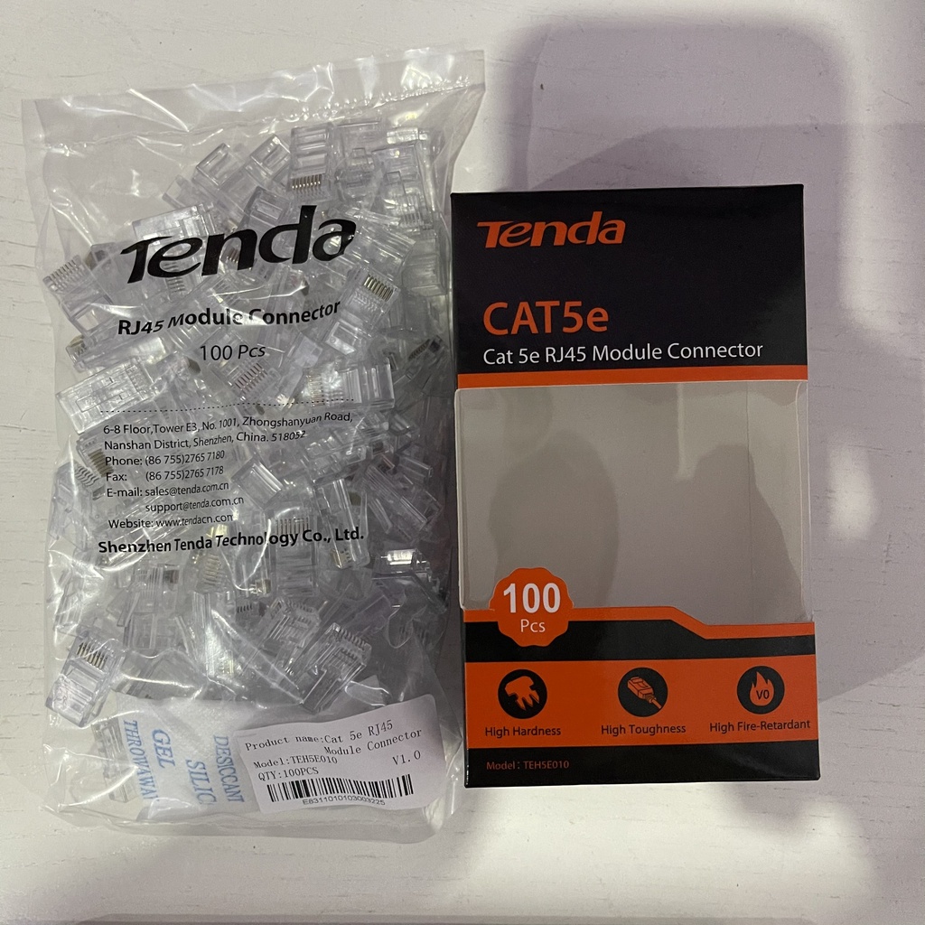 Hạt mạng CAT5E RJ45 TENDA TEH5E010, chính hãng do ADNT nhập khẩu và phân phối độc quyền
