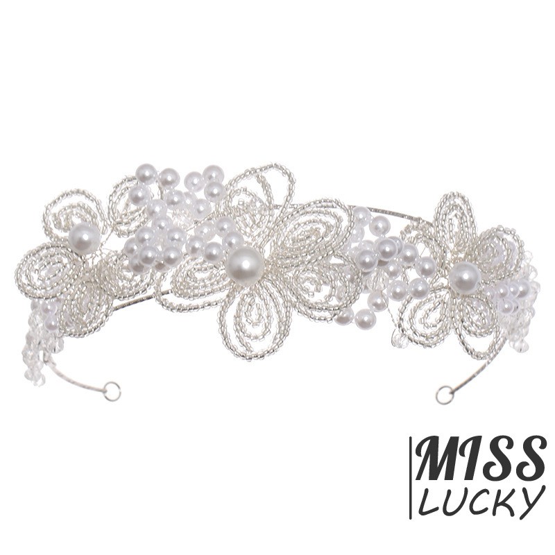 Cài tóc đính hoa và ngọc trai nhân tạo đơn giản xinh xắn cho nữ