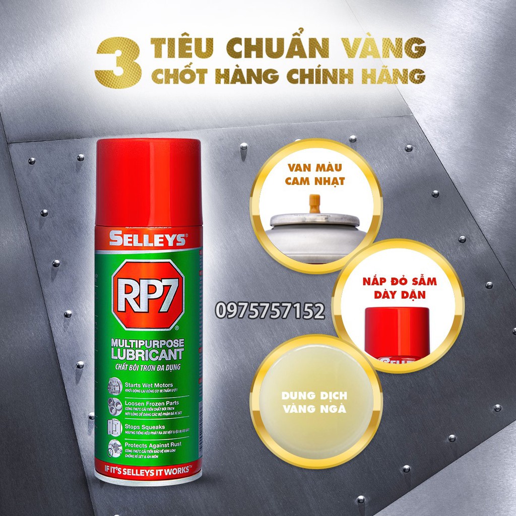 Bình xịt phá rỉ sét Selleys RP7 và bôi trơn đa năng cao cấp 300g (thêm +50g), 1 lần xịt đa tác dụng, công năng tuyệt hảo