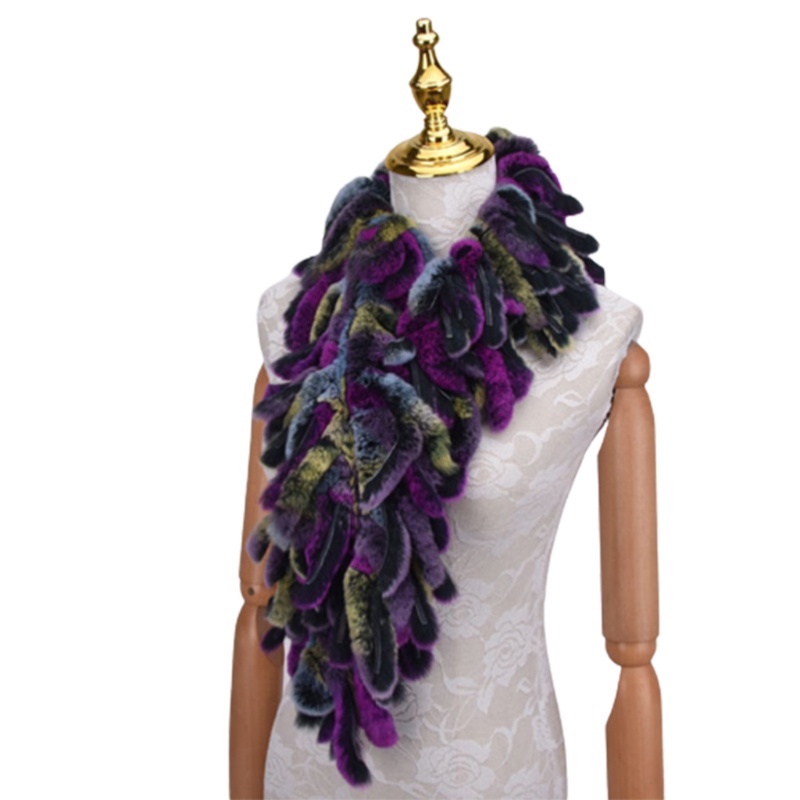 Khăn Choàng Dệt Kim Lông Thỏ Nhân Tạo Mềm Mại Màu Trơn Thoáng Khí Ấm Áp Thời Trang