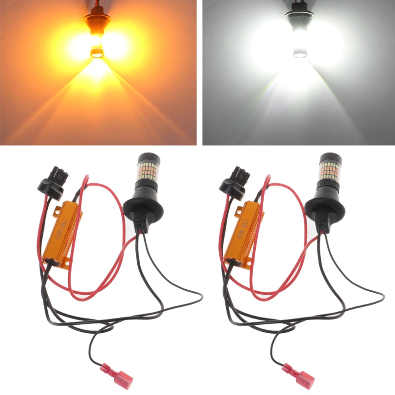 Set 2 Đèn LED T20 7440 96-LED 3014 50W Ánh Sáng Trắng Dành Cho Ô Tô