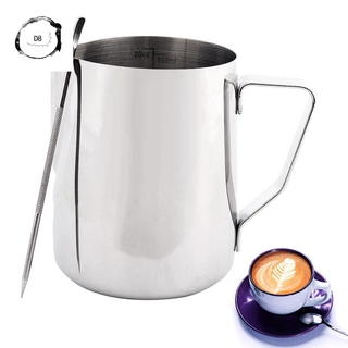 [New]-[New]-Handheld Coffee Creamer Milk Frothing Pitcher Jug Cup With Measurement Mark And Latte Art Pen, Milk Pitcher Jugs Perfect For Barista Cappuccino Espresso Making
