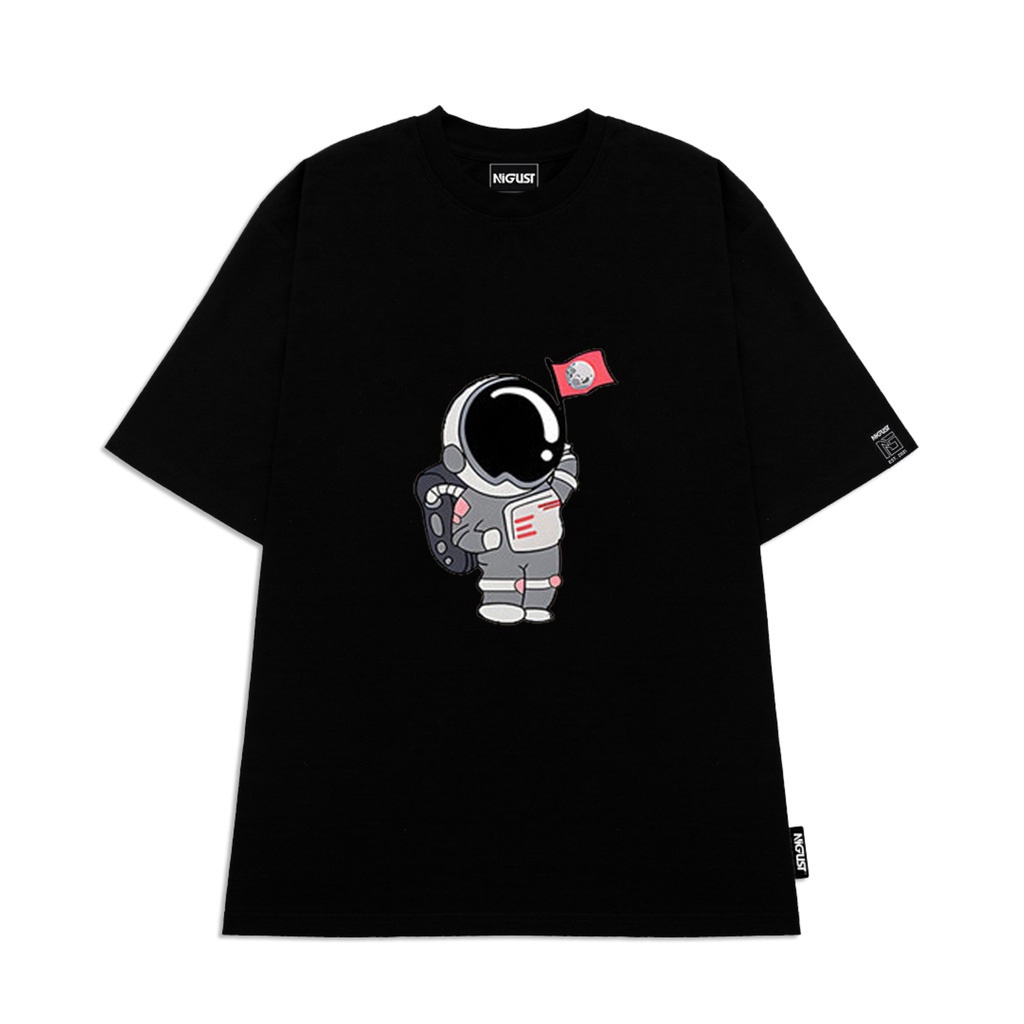 Áo local brand chính hãng Nigust full tag , áo phông đôi phi hành gia NASA nam nữ unisex form rộng đen trắng N124