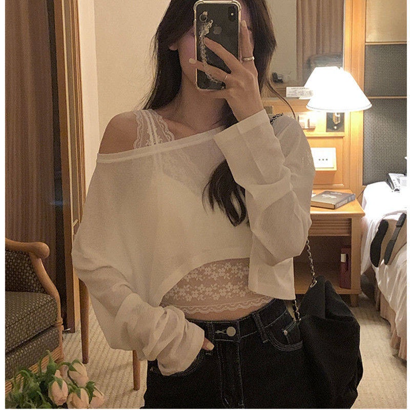 Áo khoác IELGY chống nắng mỏng tay dài thoáng khí phong cách Hàn Quốc cho nữ