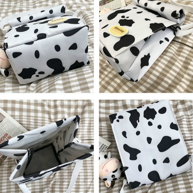 Túi Đeo Chéo Bằng Chất Liệu Vải Họa Tiết Bò Sữa Xinh Xắn Dành Cho Bạn Nữ | BigBuy360 - bigbuy360.vn