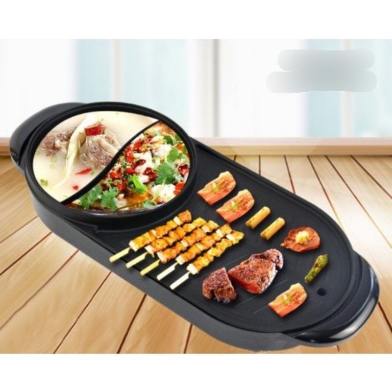 Bếp Nướng Lẩu 2 Ngăn Đa Năng, Nồi Lẩu Nướng 2in1 Hàng Nội Địa Siêu Bền, Kiểu Dáng Hàn Quốc