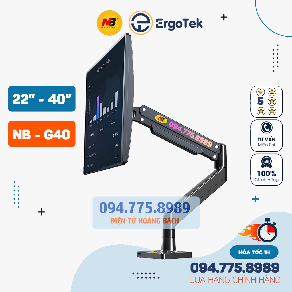Giá Treo Màn Hình NB G40 22 - 40 Inch - Tải Trọng 15Kg - Model Mới 2022 [ Giá Đỡ Màn Hình Cao Cấp Hơn NB F100A ]