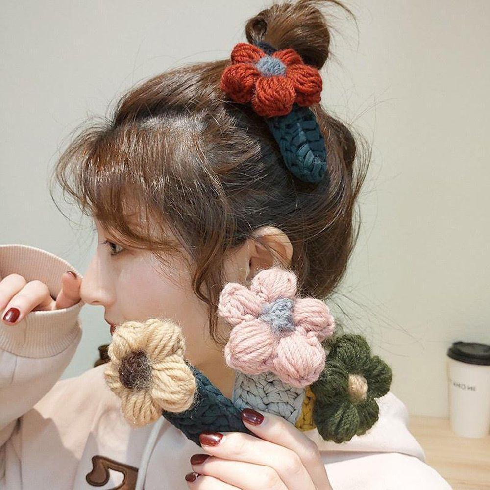 Kẹp Tóc Đuôi Ngựa Sợi Len Đan Móc Trang Trí Thời Trang Thu Đông Sáng Tạo WMES15H Dành Cho Bạn Nữ