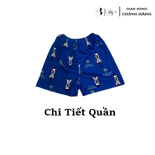 Bộ Cotton Ngắn Tay BB Kids Họa Tiết Vũ Trụ Màu Xanh Cho Bé Trai