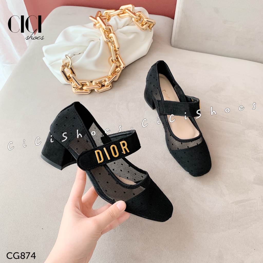 Giày cao gót rẻ lưới Cici  Shoes bi đai ngang Dior GV 5p - CG874