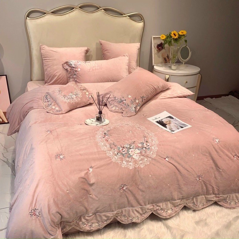 Set Nỉ Nhung Hoa Tròn Love cao cấp, full màu