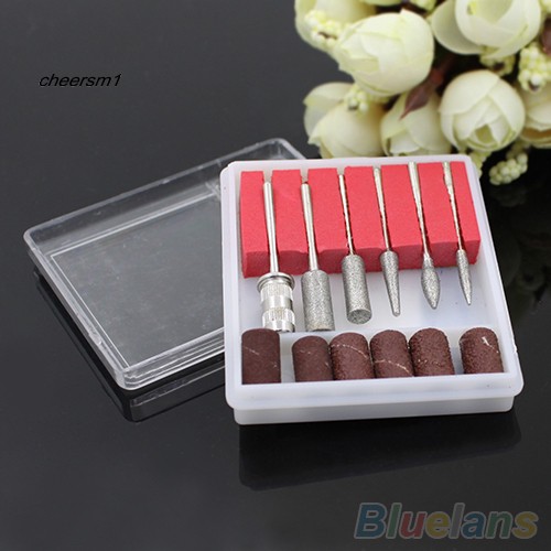 CHE♥12 Pcs Pro Beauty Salon Manicure Nail Art Tools Sanding Bands Drill Bits Kit