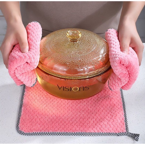 Khăn Bông Lau Bếp, Lau Tay, Chén Bát có lỗ treo mẫu viền bo ABC20