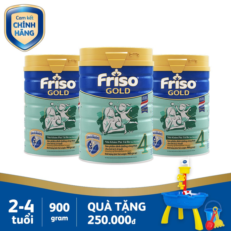 Combo 3 lon Sữa bột Friso Gold 4 vani hộp 900g (tặng balo)