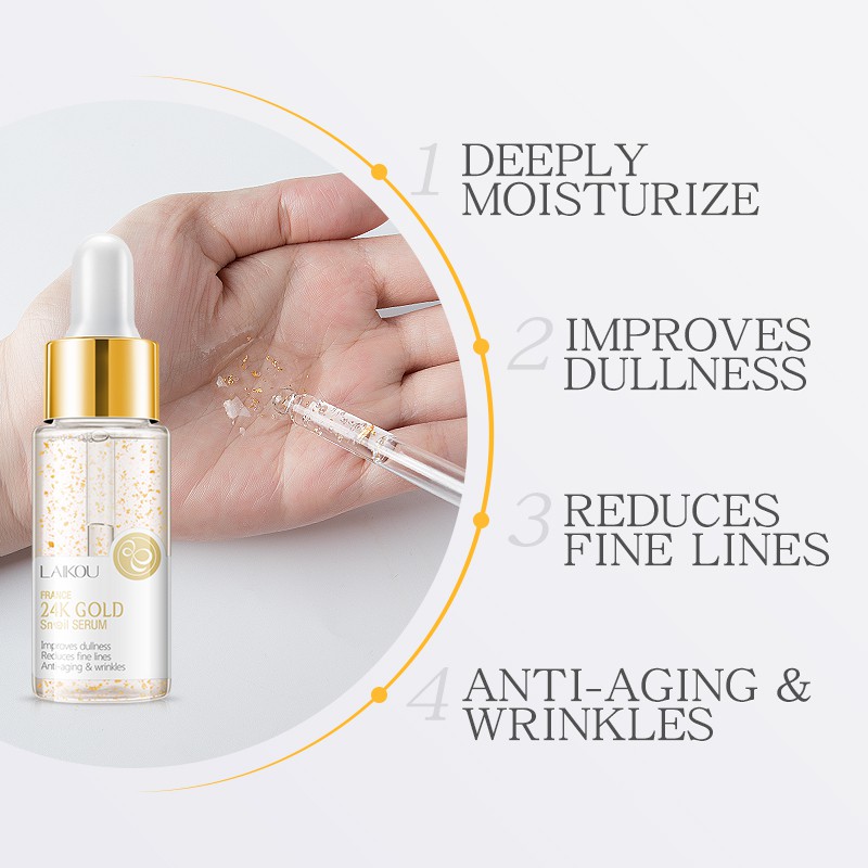 Bộ Kem Dưỡng Da Mặt LAIKOU Chiết Xuất Ốc Sên Axit Hyaluronic 25g Serum Vàng 24K Dưỡng Ẩm Chống Nhăn Chống Lão Hóa Da