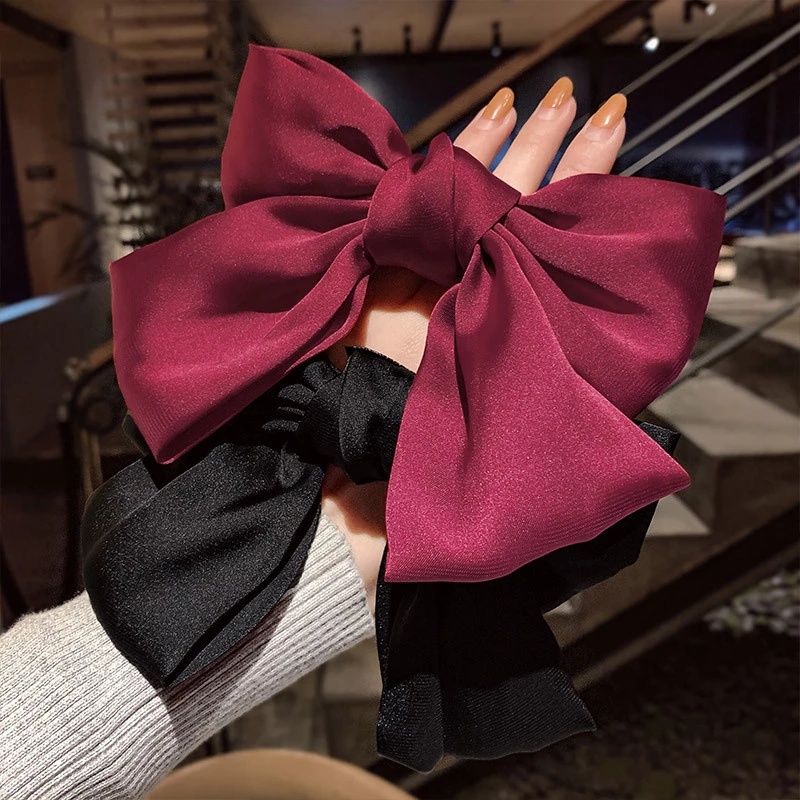 Women's Pure Color Wild Extra Large Double Bow Hair Clip Large Hair Clip Hair Accessories