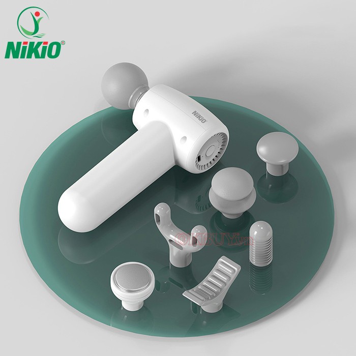 Súng massage cầm tay 7 đầu Mini Nikio NK-175 - Có đầu nóng 55 độ C - 3 Màu