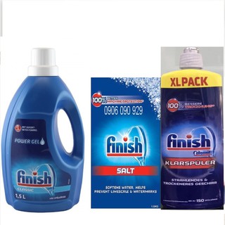 Gel rửa bát finish 1500 ml + muối rửa bát finish 1,5kg + nước làm bóng finish 1150 ml