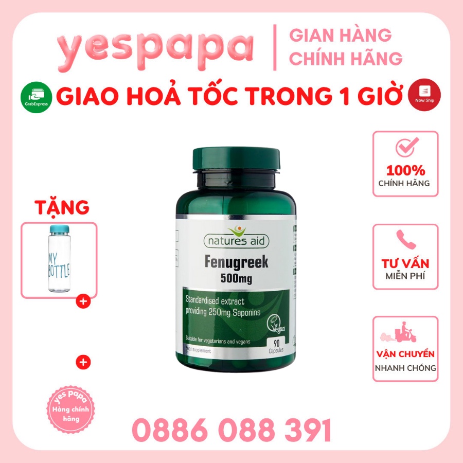 Viên uống lợi sữa cỏ cà ri Natures Aid Fenugreek 500mg, Anh 90v