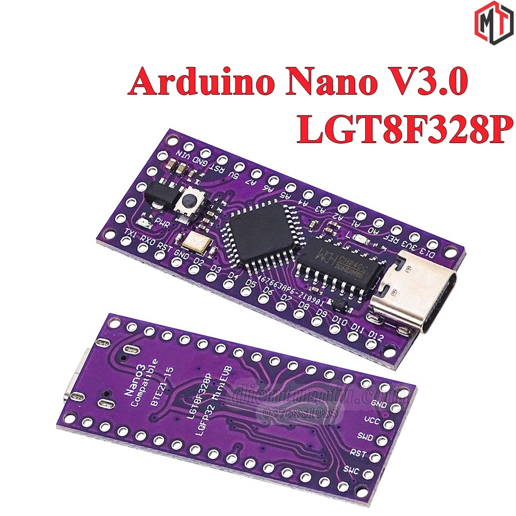 Mạch Arduino Nano V3.0 LGT8F328P LQFP32 MINIEVB cổng TYPE-C