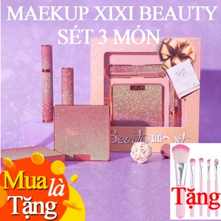 (SẴN HÀNG FULL MÀU) set 3 món xixi bảng phấn mắt + mascara +son lì make up mĩ phẩm nội địa trung