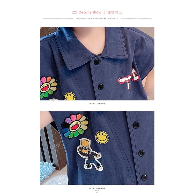 [Babycat] Hàng Có Sẵn Bán Chạy Bộ Áo Liền Quần Tay Ngắn In Hình Hoa Cúc Nhỏ Phong Cách Hàn Nhật Nhật Bản Dành Cho Bé