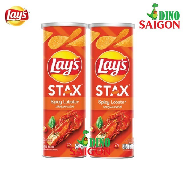 Bộ 2 Hộp Bánh Snack Khoai Tây Lay's Stax Thái Lan 105g Vị Tôm Hùm Nướng Ngũ vị