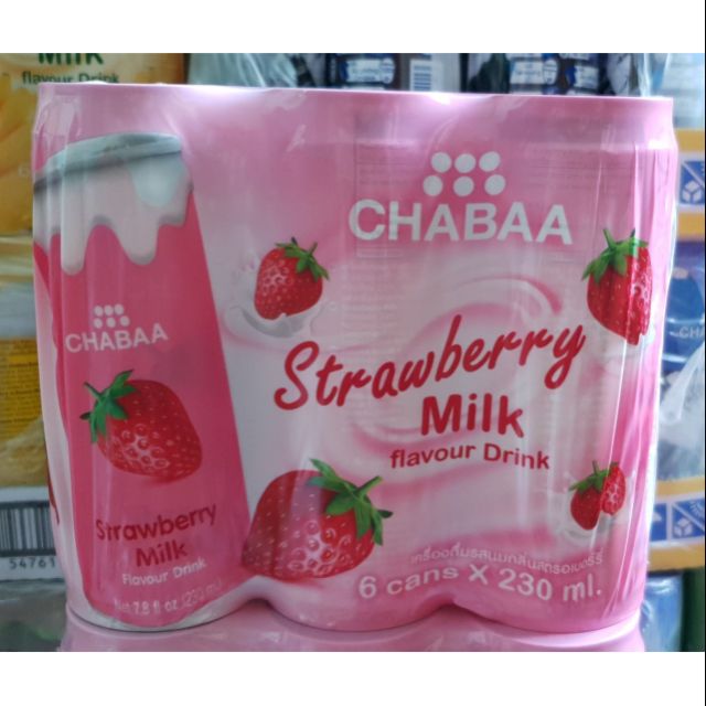 Lốc 6 lon sữa dâu Chabaa Thái Lan loại lon 230ml