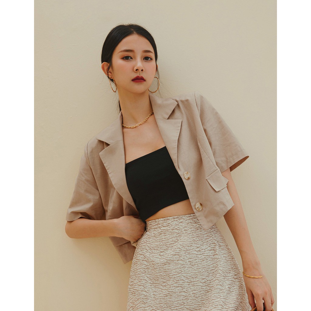 Áo Khoác Vest Dáng Lửng Tay Ngắn nữ Air Space 2121826004