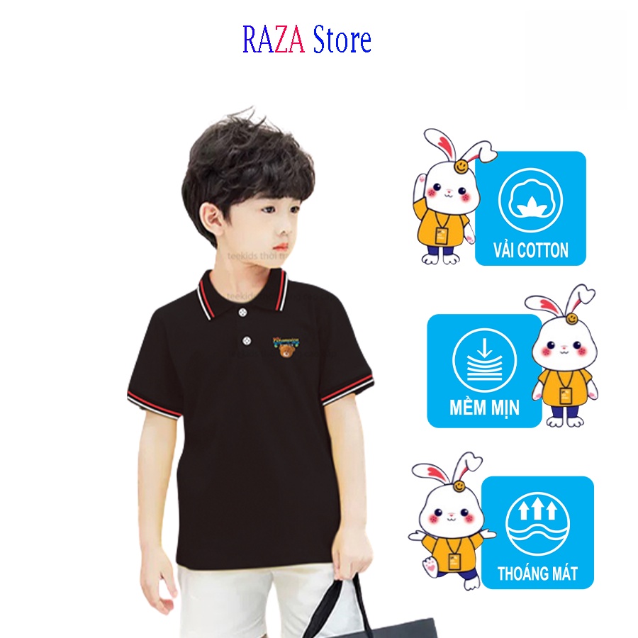 Áo polo bé trai RAZAK'S Store chất liệu cotton cao cấp sợi thoáng mát cho bé từ 18kg đến 45kg RZM13
