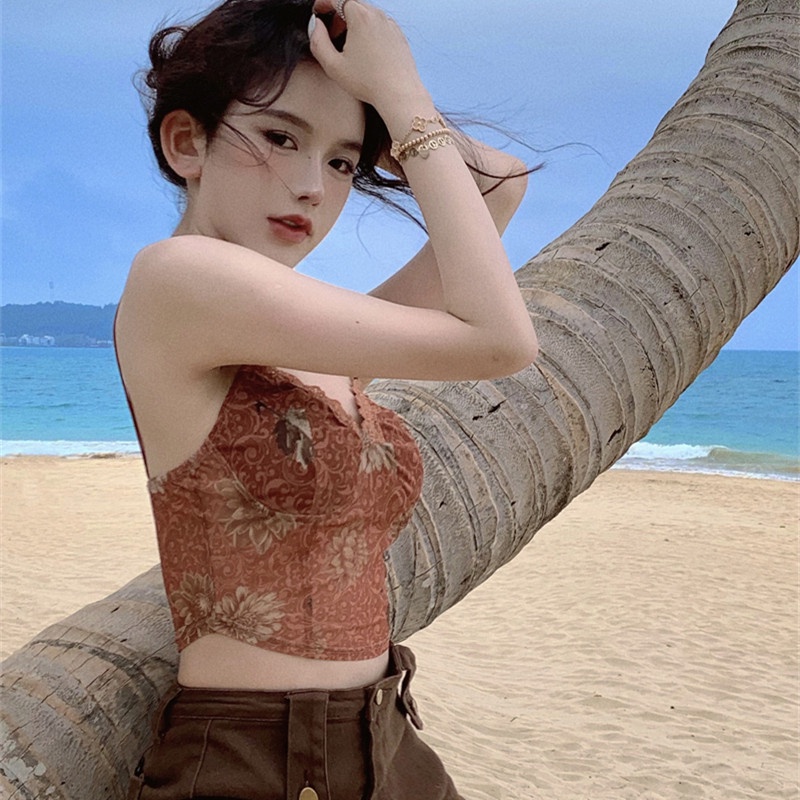 Áo Hai Dây Cổ Chữ V Phối Ren Xinh Xắn Thời Trang Dành Cho Nữ