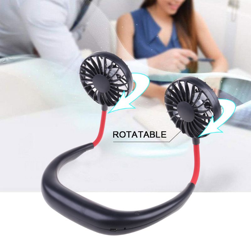 Quạt Đôi Rảnh Tay 3 Tốc Độ Tùy Chỉnh Nhỏ Gọn Tiện Dụng Cho Học Sinh