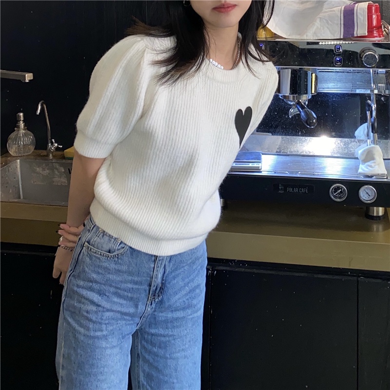 QADCOL Áo sweater Dệt Kim Tay Ngắn Dáng Rộng Thiết Kế Đơn Giản Hợp Thời Trang