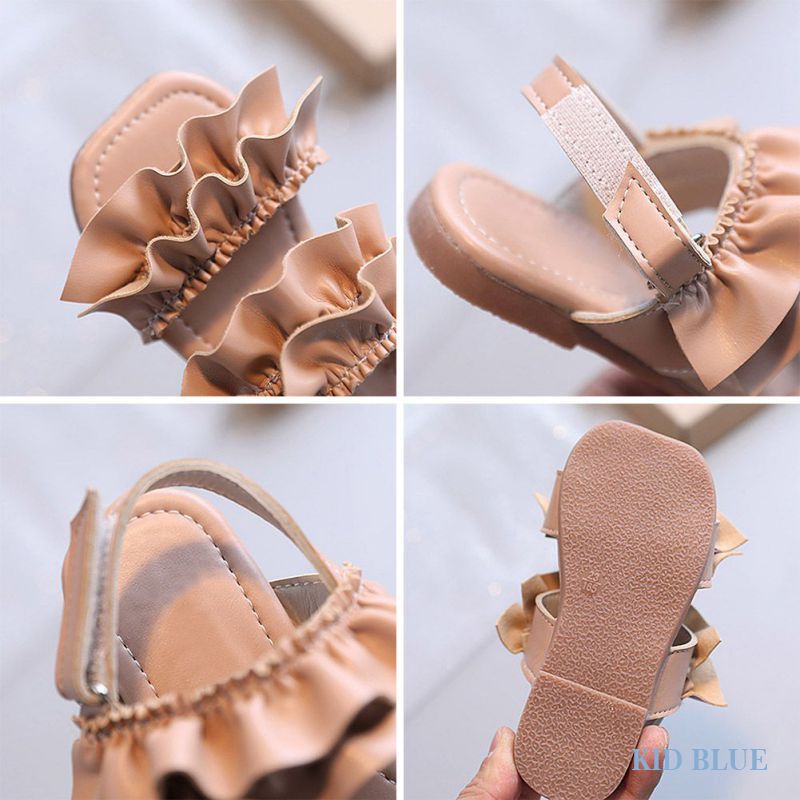 Giày Sandal Đế Mềm Hở Ngón Phối Ren Phong Cách Hàn Quốc Cho Bé Gái