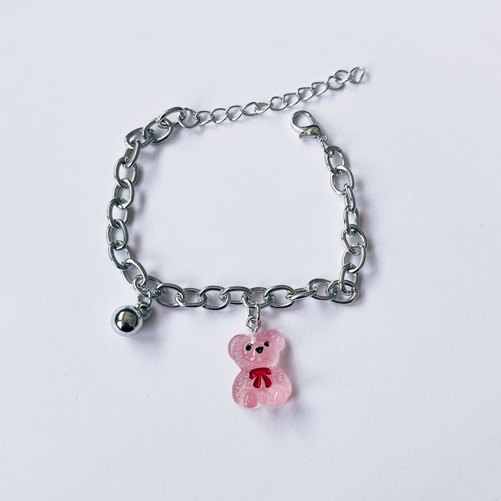 Vòng Tay Mặt Hình Gấu Hồng Trong Suốt Dễ Thương Thời Trang Cho Nữ