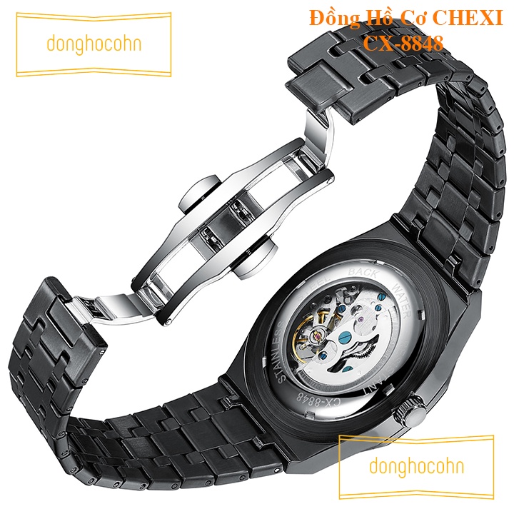 Đồng hồ cơ nam Chenxi dây thép lộ máy tự động cao cấp CX-8848