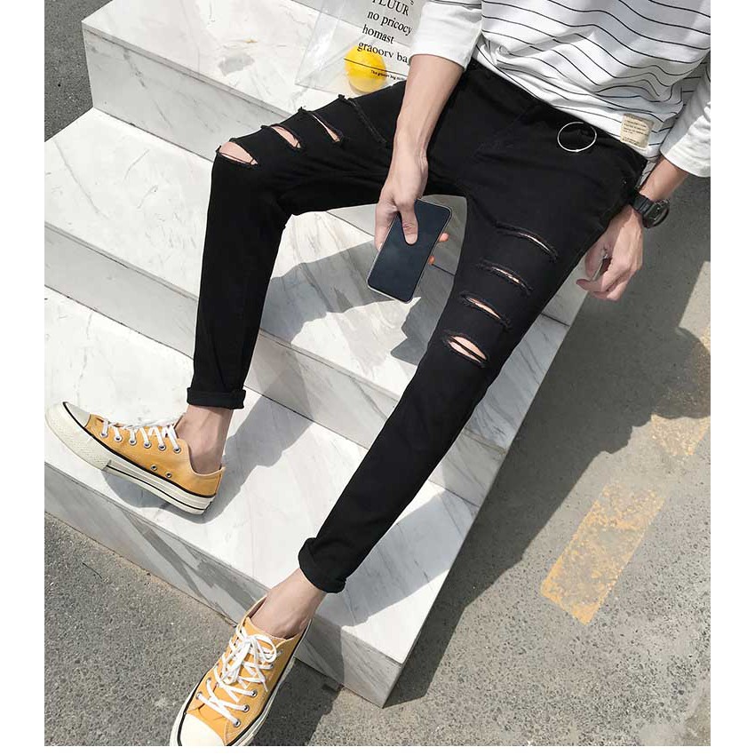 QUẦN JEAN NAM HÀN QUỐC RÁCH 4 VẠCH CỰC CHẤT
