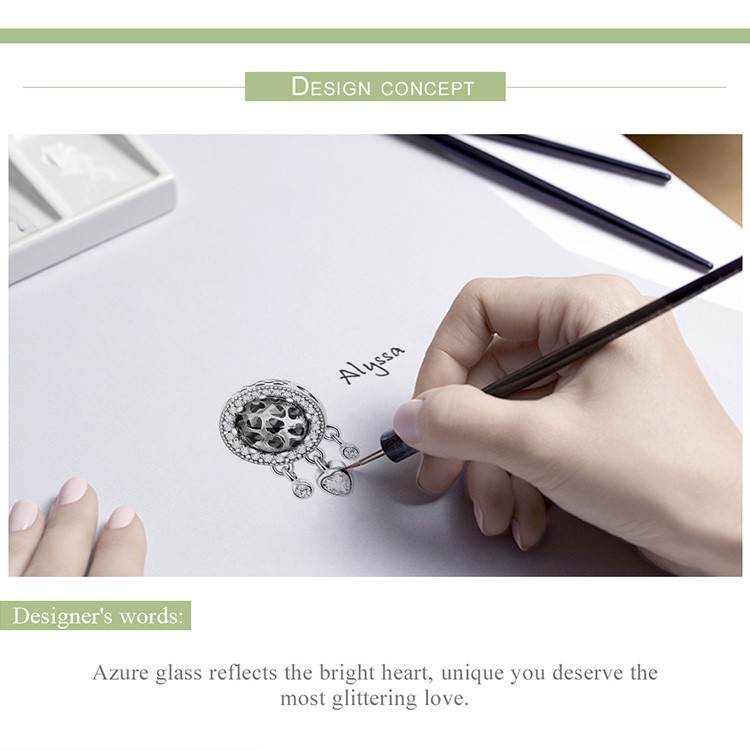 Hạt charm Bamoer kim loại dáng tròn phối tua rua hình trái tim sáng tạo | BigBuy360 - bigbuy360.vn