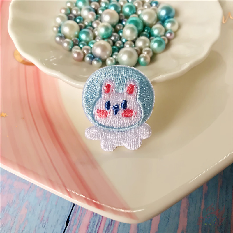 Miếng vá ủi thêu hình chú thỏ và hành tinh dễ thương thích hợp may quần áo